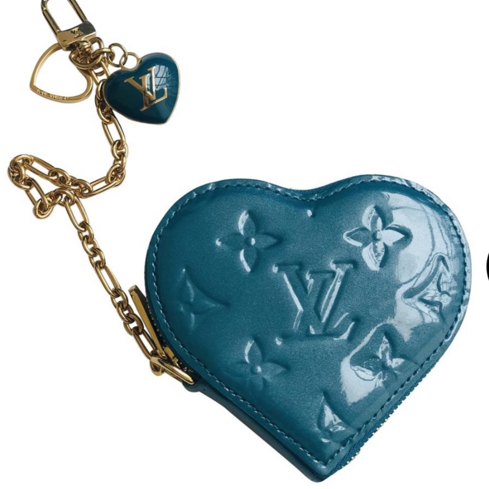 LOUIS VUITTON Heart Coin-Purse Wallet / Turquoise Blue Galactic Monogram